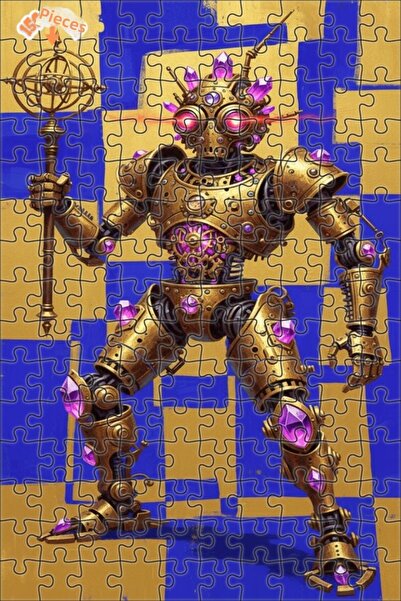 Teona Ahşap لوحة فنية روبوتية كريستالية على طراز ستيمبانك، لغز خشبي بإطار مزد...