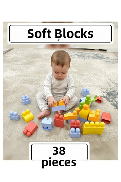 LRS STORE Soft Baby Blocks - 38 Piece Educational Le Go Set - Tooth-Friendly,...