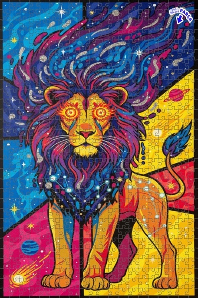 Teona Ahşap Leo Zodiac Galaxy Art Double Layer Framed Wooden Puzzle 600 Piece...