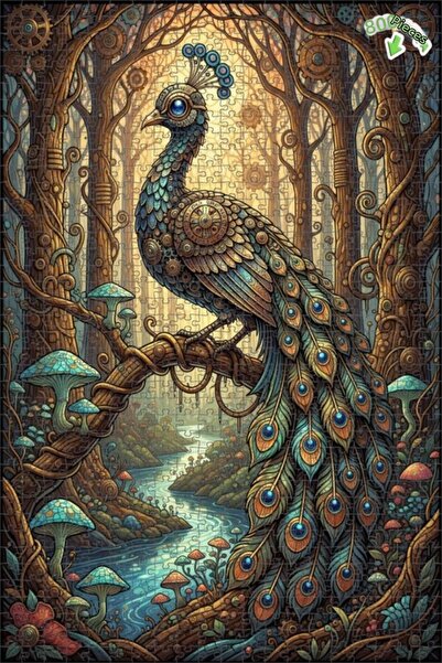 Teona Ahşap لغز خشبي مؤطر بطبقتين من فن ستيمبانك الغابة السحرية 800 قطعة 70x50