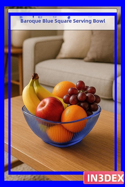 İN3DEX وعاء عرض أكريليك مربع الشكل سعة 1.5 لتر باللون الأزرق