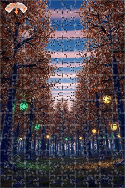 Teona Ahşap Mysterious Forest Paths Oil Painting Look Double-Deck Framed Wood...