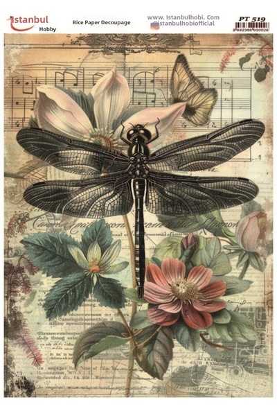 İstanbul Hobi ورق ديكور نحاسي 30×42 سم PT-519 زهرة اليعسوب