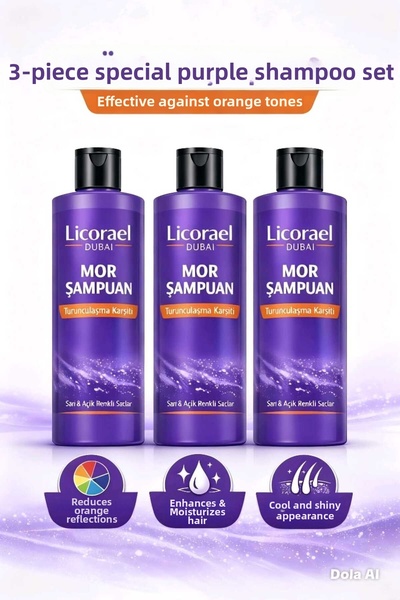 CYBERBAZAAR Licorael Dubai Purple Shampoo 3X400 ml – Anti-Orange, Yellow and ...