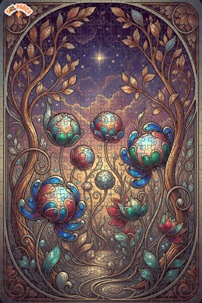 Teona Ahşap Fantastic Flower Garden Art Double-Decker Framed Wooden Puzzle 50...