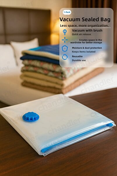 Chandler Home حقيبة تخزين مفرغة الهواء (60×80 سم) شفافة للملابس واللحاف