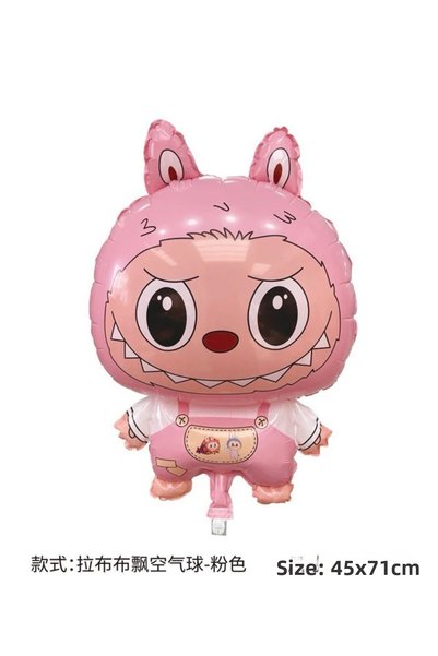 PARTİAVM 8 Year Old Labubu Doll Balloon Blue Pink Red Coffee Labubu Set Backdrop Text Flying Balloon