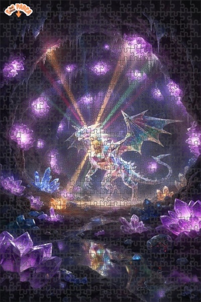 Teona Ahşap لغز خشبي فني رقمي لكهف التنين الكريستالي 500 قطعة 50x30