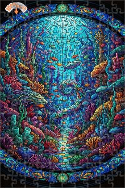 Teona Ahşap لغز خشبي رائع على شكل تنين البحر وحشية الأسماك ذو طابقين بإطار 15...