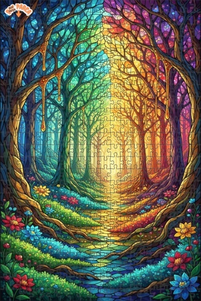 Teona Ahşap لغز خشبي بإطار مزدوج الطبقات من Rainbow Forest Road 500 قطعة 50x30