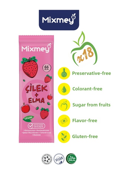 mixmey Strawberry Fruit Bar 18 Pieces |   Healthy Snacks – Vegan, Gluten-Free...