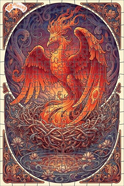 Teona Ahşap لوحة فنية أسطورية على شكل طائر العنقاء، لغز خشبي بإطار مزدوج الطب...