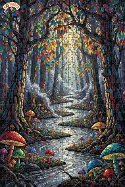 Teona Ahşap لغز خشبي فني بمظهر لوحة زيتية لجبل الغابة السحرية 500 قطعة 50×30