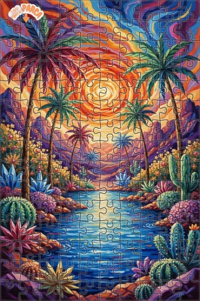 Teona Ahşap لغز خشبي بتصميم غروب الشمس في الصحراء، 150 قطعة، 20×30 سم