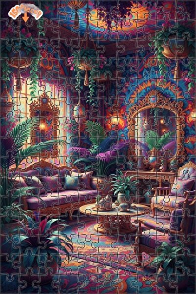 Teona Ahşap لغز خشبي ملون مستوحى من الطراز البوهيمي، لغز خشبي بإطار مزدوج الط...