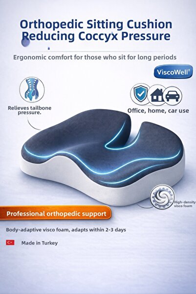 ViscoWell Orthopedic Coccyx Seat Cushion Sitting Ring Seat Chair Cushion Tail...