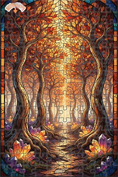 Teona Ahşap لغز خشبي بإطار مزدوج الطبقات بمظهر فسيفساء زجاجية من غابة الكريست...