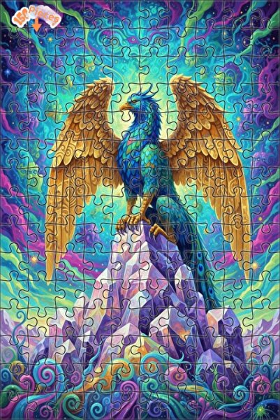 Teona Ahşap لغز فني رائع على شكل مخلوق كريستالي ذو ريش، بمظهر لوحة زيتية، 150...