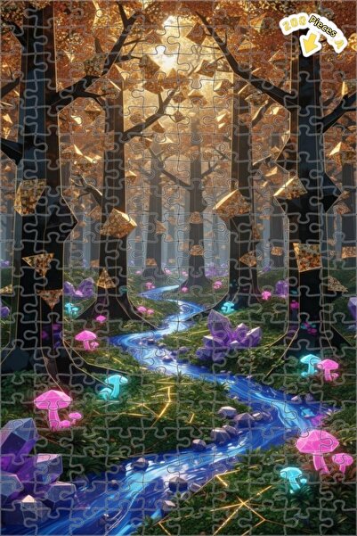 Teona Ahşap لغز خشبي مؤطر بطبقتين من الغابة الكريستالية السحرية 200 قطعة 25x35