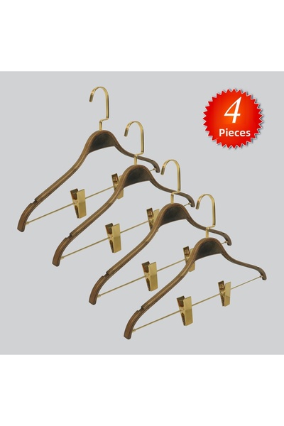NYN Wooden Nickel Lama Hooked Clothespin Blouse Skirt Hanger 4 Pieces