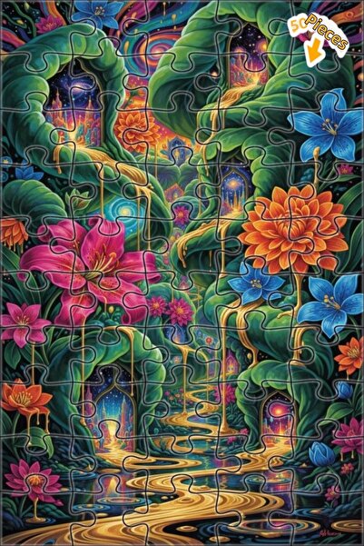 Teona Ahşap لغز خشبي بإطار مزدوج الطبقات بمظهر لوحة زيتية لشلال الغابة الخيال...