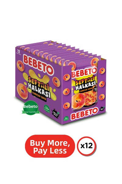 BEBETO حلقة الخوخ 80 جرام. جيلي |   عبوة من 12 قطعة