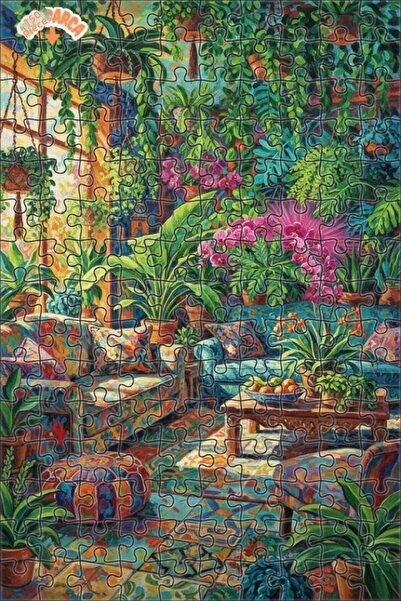 Teona Ahşap لغز خشبي مؤطر بطبقتين بمظهر لوحة زيتية لحديقة الأوركيد البوهيمية ...