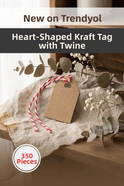 Pusula Marketim 350-Pack Heart Kraft Gift Tag and Red-White Embellishment Str...