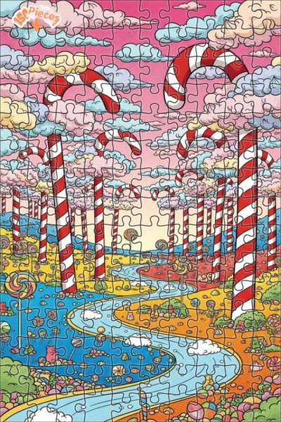 Teona Ahşap لغز خشبي مؤطر بطبقتين من فن القصص المصورة الخيالية لـ "أرض الحلوى...