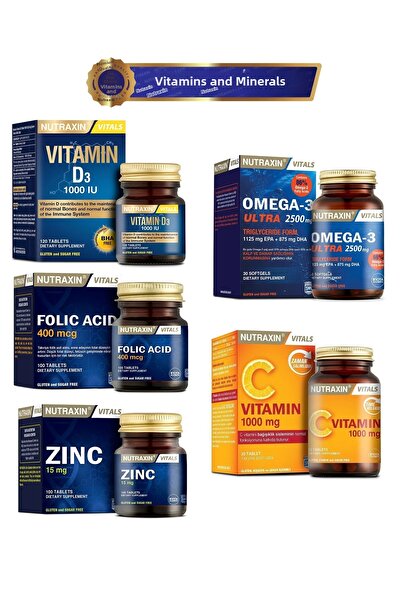 Nutraxin أوميجا 3 الترا 2500 ملغ - 30 كبسولة + حمض الفوليك + فيتامين سي + فيت...