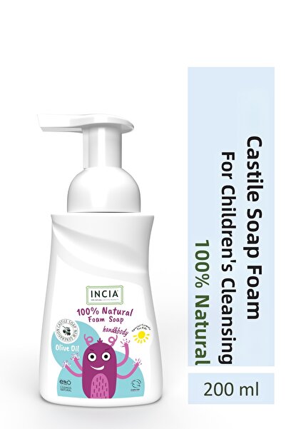 Incia Săpun Spumă Castile 100% cu Ulei de Măsline pentru Copii, Vegan 200 ml