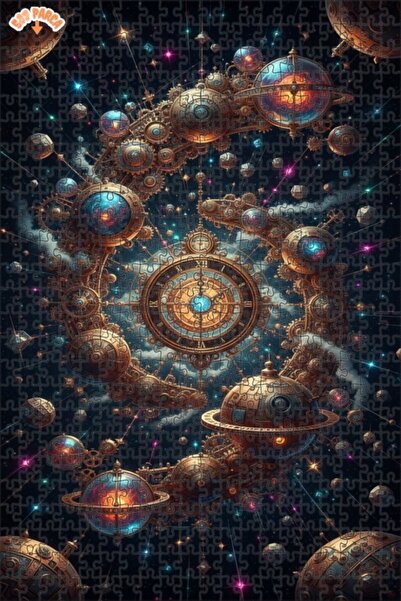 Teona Ahşap لغز خشبي بإطار مزدوج الطبقات مع ساعة كونية غامضة 500 قطعة 50x30