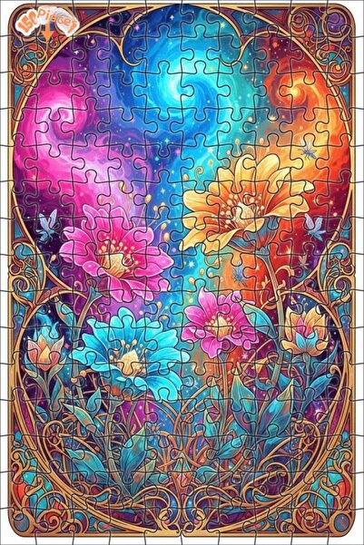 Teona Ahşap لغز خشبي بإطار مزدوج الطبقات بمظهر الألوان المائية لزهور المجرة 1...