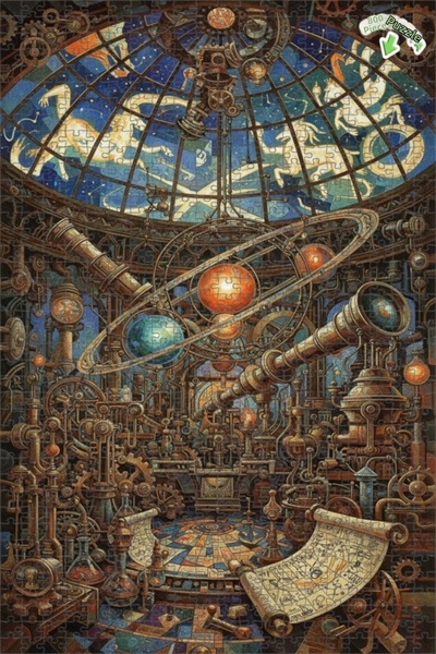 Teona Ahşap لغز خشبي مؤطر بطبقتين بمظهر لوحة زيتية لمنزل مراقبة السماء الشهير...