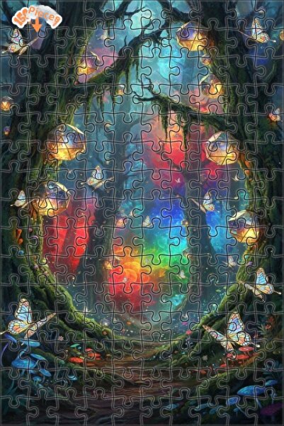 Teona Ahşap لغز خشبي مؤطر بطبقتين بمظهر لوحة زيتية لفراشات الغابة السحرية 150...