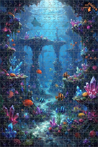 Teona Ahşap لغز خشبي مؤطر بطبقتين مزين بلوحة زيتية لـ "أرض كريستال المحيط الغ...