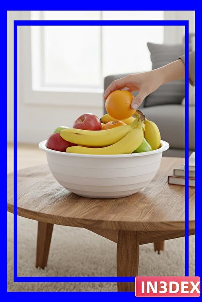 İN3DEX وعاء خلط وتقديم من الأكريليك الأبيض بسعة 2.5 لتر