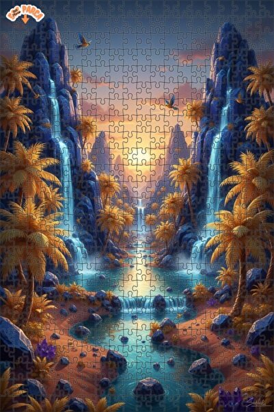 Teona Ahşap ألغاز خشبية مغلفة بإطار مزدوج الطبقات من مياه الشلالات الغامضة 50...