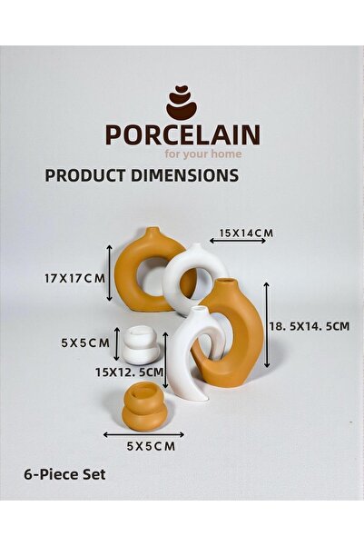 Porselian 6-Piece Decorative Concrete Vase & Object Set