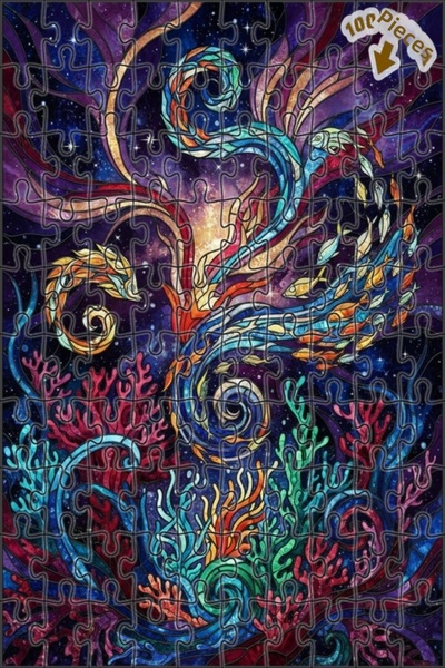 Teona Ahşap لغز خشبي رائع ذو طابقين بإطار بتصميم طائر وسمكة تحت الماء 100 قطع...