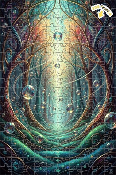 Teona Ahşap لغز خشبي مؤطر بطبقتين بمظهر لوحة زيتية لفقاعات الغابة الغامضة 200...