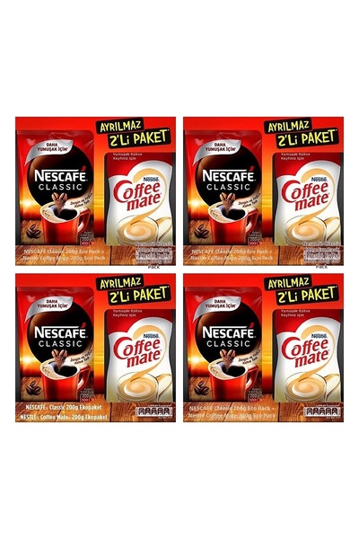 Nescafe Classic Eko 200 Gr + 200 Gr Coffee Mate Indispensable 2-Pack X 4 Pieces