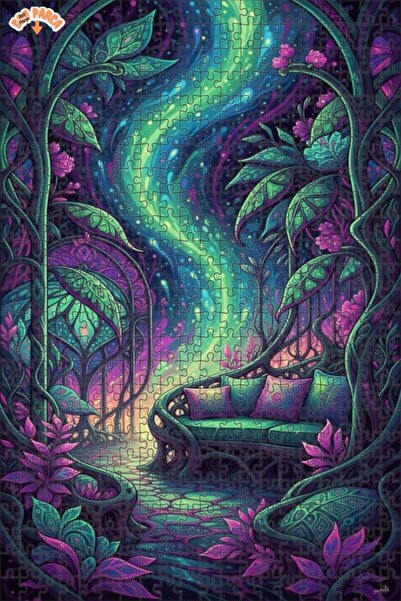 Teona Ahşap لغز خشبي على شكل غابة سحرية بمظهر الألوان المائية 500 قطعة 50x30