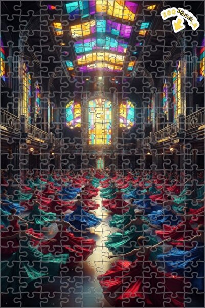 Teona Ahşap لغز فني لنساء يرتدين فساتين ملونة في قاعة الرقص، لوحة زيتية، 200 ...