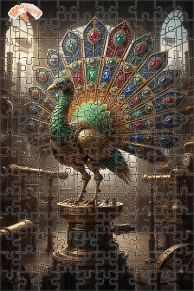 Teona Ahşap Magical Mechanical Peacock Art Double Layer Framed Wooden Puzzle ...