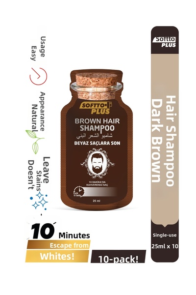 Softto Plus Brown Hair Instant Effect White Concealer Dark Brown Shampoo Dye ...