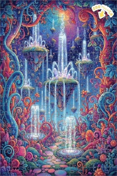 Teona Ahşap لغز خشبي مؤطر بطبقتين من الألوان المائية الملونة لعالم الشلالات ا...