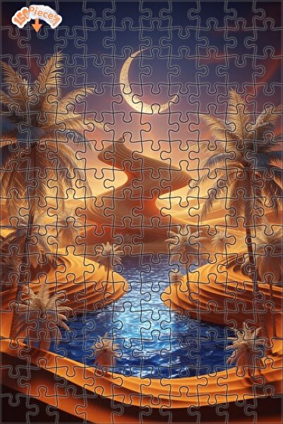 Teona Ahşap لغز خشبي حديث ذو طابقين بإطار، بمظهر لوحة زيتية لصحراء سحرية، 150...