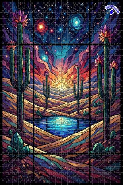 Teona Ahşap لوحة فنية بتأثير اللوحة الزيتية لمنظر ليلة الصحراء السحرية، بازل ...