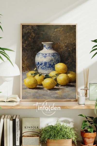 tablodea Natură moartă artistică cu lămâi Pictură vintage TD Stil clasic de p...